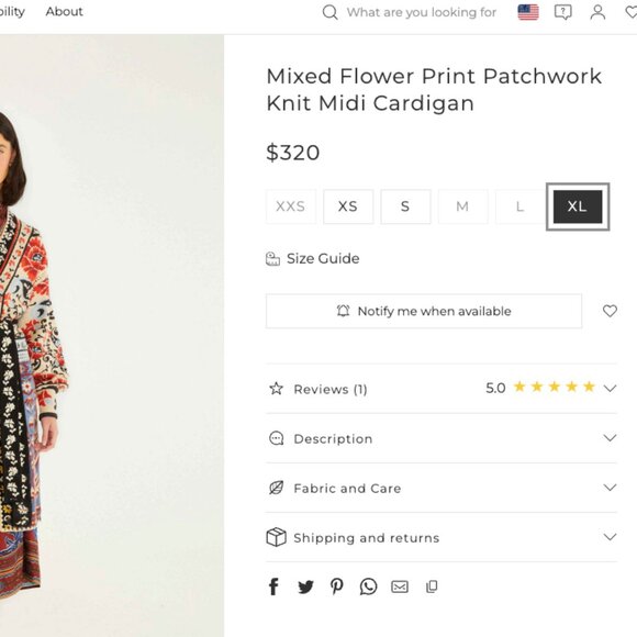 FARM Rio mixed flower print patchwork knit midi cardigan NWOT - Picture 5 of 11